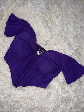 Fashion Nova Purple Off-Shoulder Bustier Crop Top